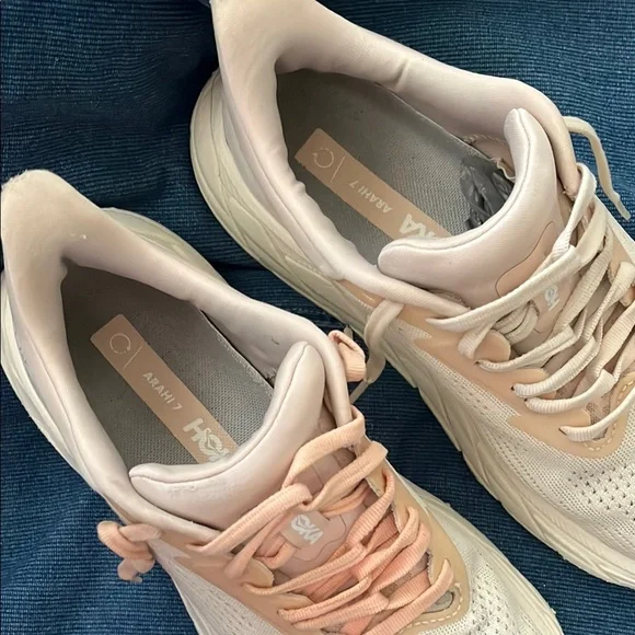 Hoka Women's Cream and Peach Sneakers - Picture 2 of 5